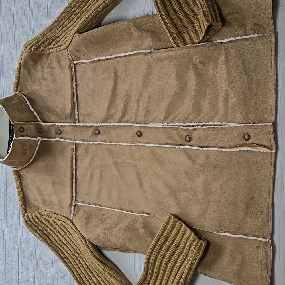 By Design Sport Y2K Faux Suede Sweater Jacket Women's Size Small